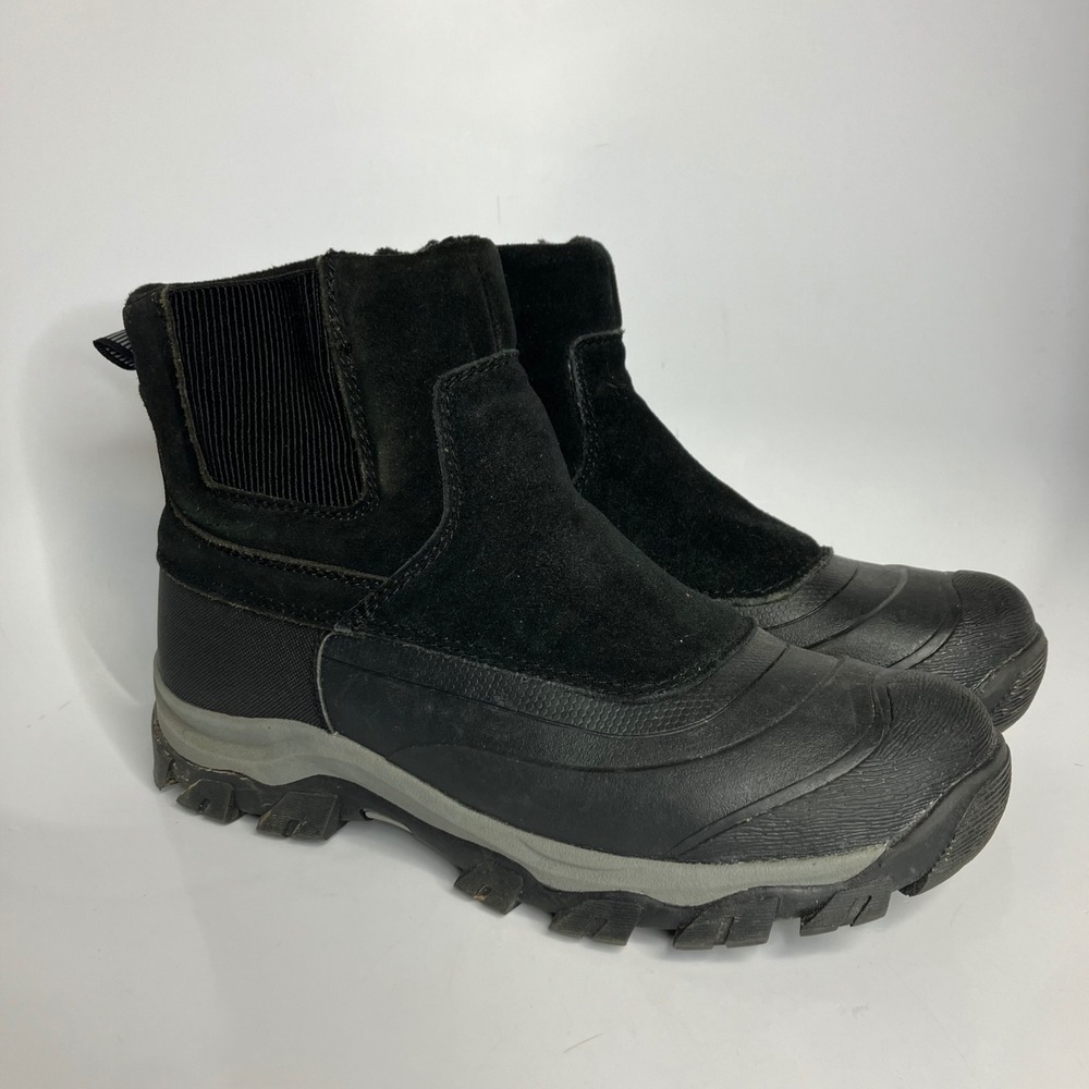 Lands' End black insulated ankle boots men's size‎ 8.5 casual minimalist winter